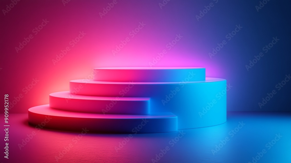 Modern Podium with Dark Vibrant Lighting, Perfect for Product Display or Presentations Modern Podium with Dark Vibrant Lighting, Perfect for Product Display or Presentations