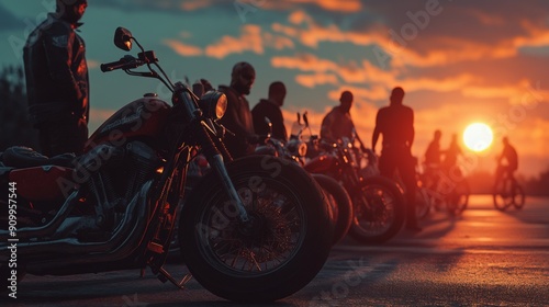 Obraz na płótnie Motorcycle gang meeting, AI generated Image w salonie