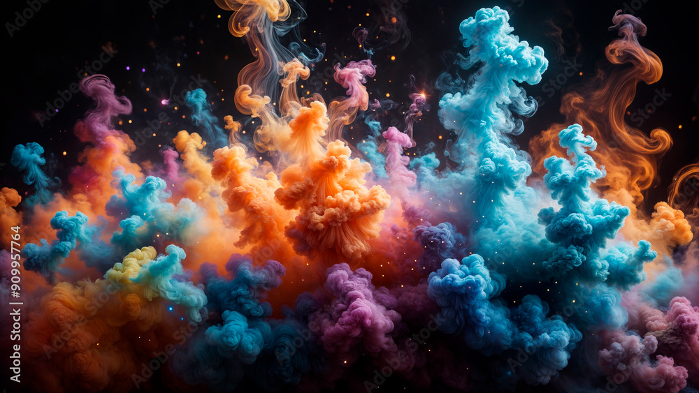 Fototapeta premium Abstract multicolored smoke background