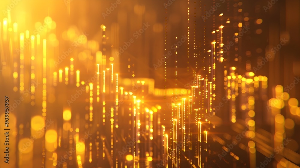 Fototapeta premium Thriving Golden Market Graph with Rising Financial Indicators
