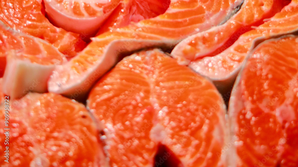 Fillet of Norwegian fish. Red fish.Silver carp.Gobusha steak. Perch.Salmon.For store counters.Close-up. northern red perch.Large salmon.The concept of fish advertising.
Fillet of Norwegian fish. Red fish.Silver carp.Gobusha steak. Perch.Salmon.For store counters.Close-up. northern red perch.Large salmon.The concept of fish advertising.