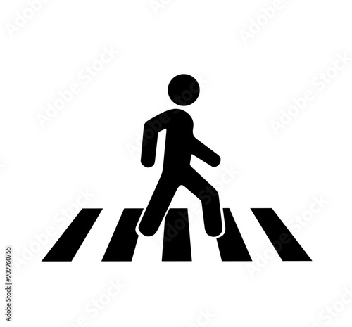 pedestrian crossing sign on white background. road crossing symbol.zebra cross icon