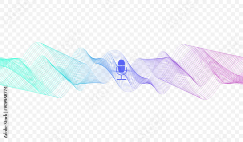 Voice assistant concept. Vector sound wave. Voice and sound recognition equalizer wave flow background. Personal assistant and voice recognition concept gradient vector illustration.