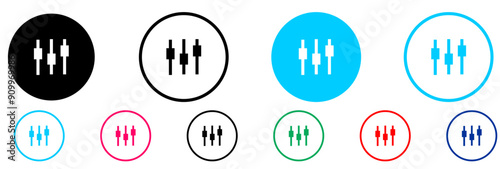sound volume level icon, Control Panel Line Icon. Adjustment Button with Hand Linear Pictogram. Control Panel and Pointer Outline Icon. Multimedia adjusting symbol.