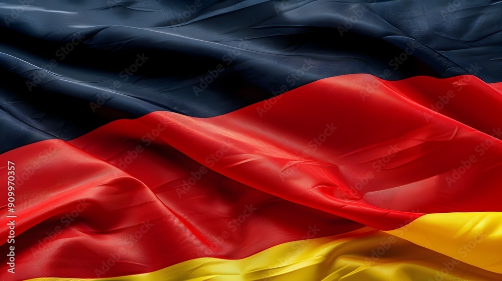 Waving German National Flag with Bold Red,Black and Yellow Colors Waving German National Flag with Bold Red,Black and Yellow Colors