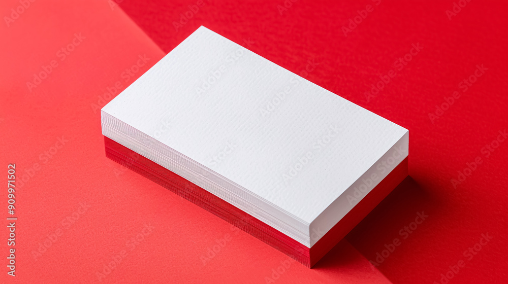 Thick white cotton paper business card mockup with red painted edges. Blank business card template. Thick white cotton paper business card mockup with red painted edges. Blank business card template.