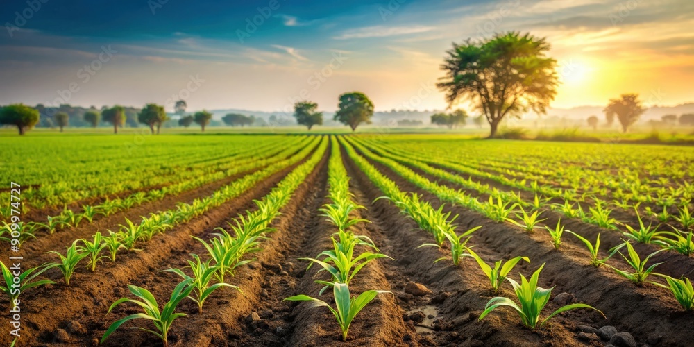 Cartesian plant design in an Indian farm field, farm, agriculture, design, geometric, rows, plants, crop, field, rural Cartesian plant design in an Indian farm field, farm, agriculture, design, geometric, rows, plants, crop, field, rural
