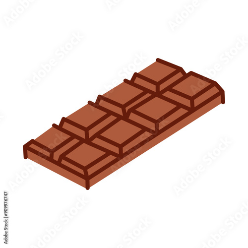 Cartoon chocolate bar, vector illustration isolated on white background 