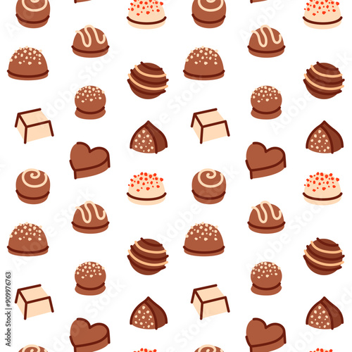 Cute seamless vector pattern with chocolate candies