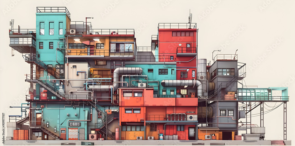 Colorful Urban Building Illustration Colorful Urban Building Illustration