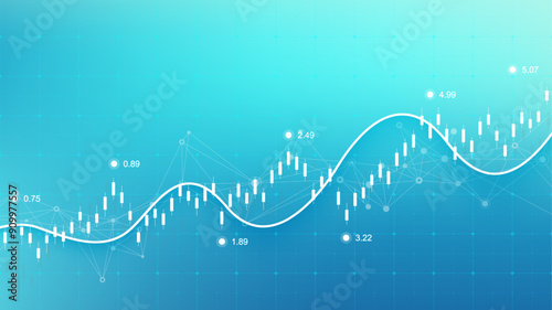 Financial data graph chart background. Business background with candlesticks chart for reports and investment. Financial market trade concept. Vector illustration