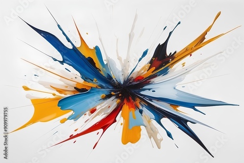 vibrant explosion of colorful lines and splashes converging in the center, depicting energy, creativity, and dynamic movement in abstract art forms