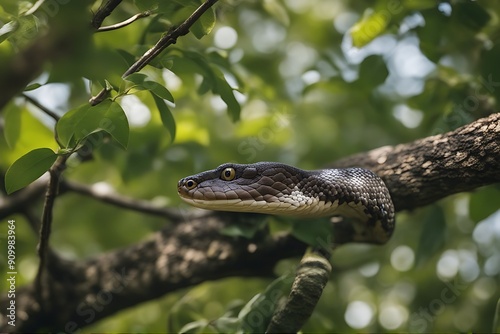 northern snake tree nerodia sipedon water climbing wildlife reptile amphibian nature wild viper scale slither photo