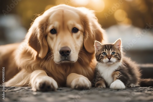 kitten retriever golden the close rest animal friendly lovely mammal floor pet indoor family feeling interesting friends no one warm dog cat play