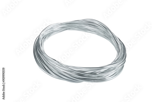 Coiled silver metal wire isolated on transparent background. Perfect for industrial, crafting, and electrical applications.