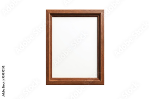 Empty wooden picture frame with a transparent background. Ideal for showcasing art  photography or personalized prints in any room.