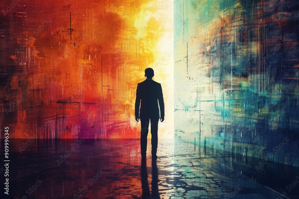 Businessman in a conceptual artistic background. Businessman in a conceptual artistic background.
