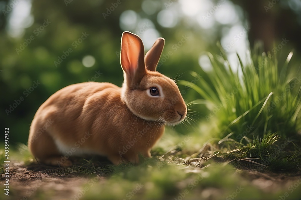 one rabbit red pet1 fluffy small isolated cute domestic animal brown fur young baby white beautiful background watching farm male female easter single food one rabbit red pet1 fluffy small isolated cute domestic animal brown fur young baby white beautiful background watching farm male female easter single food