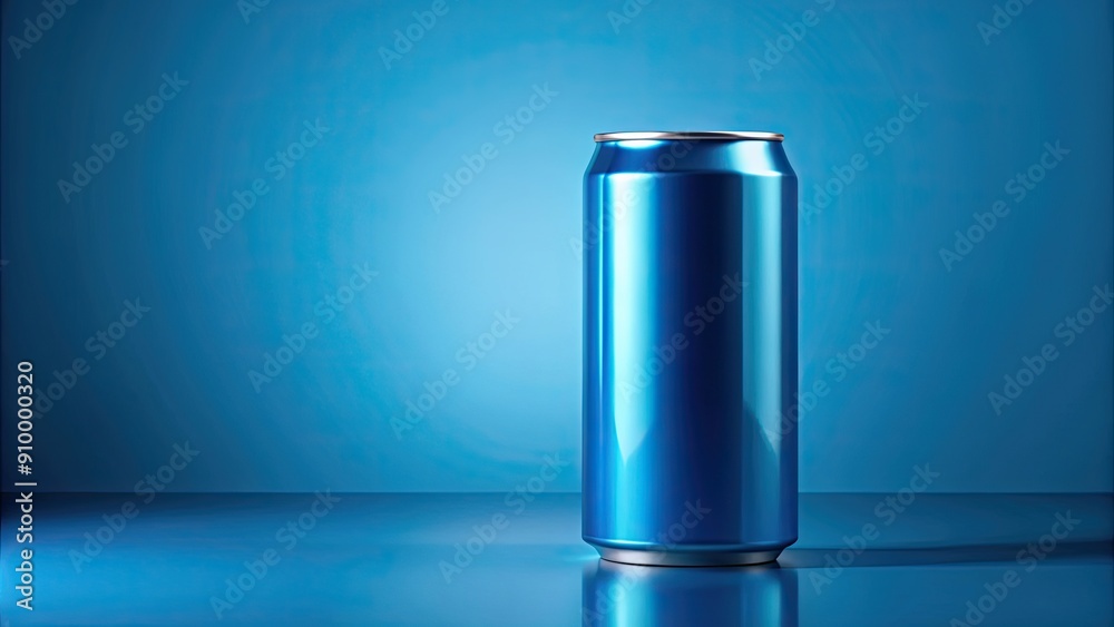 Blue aluminum soda can mockup on blue background , soda, can, mockup, aluminum, blue, background, refreshment, drink Blue aluminum soda can mockup on blue background , soda, can, mockup, aluminum, blue, background, refreshment, drink
