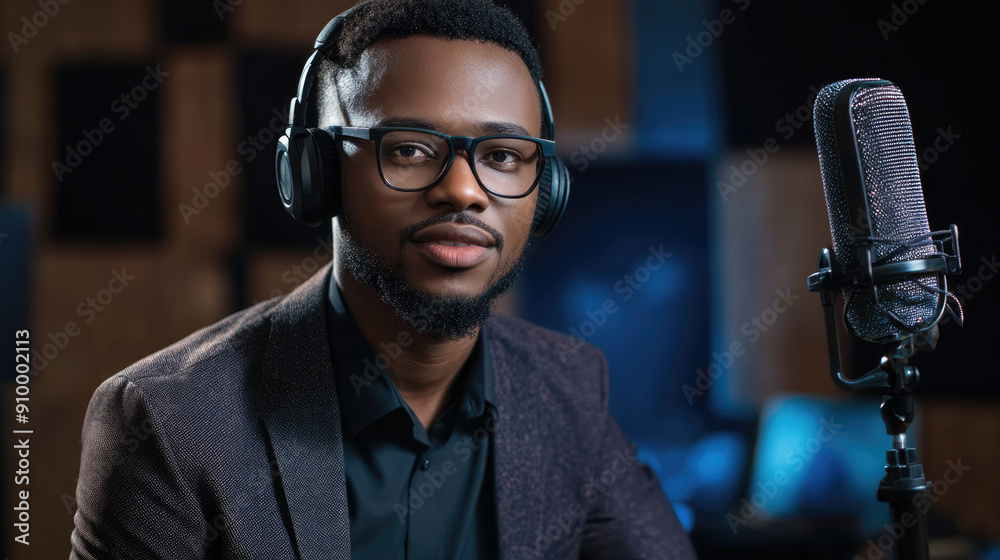 © brillianata - Focused Media Professional Found in a Studio Setting with Headphones On, Engaging Creatively