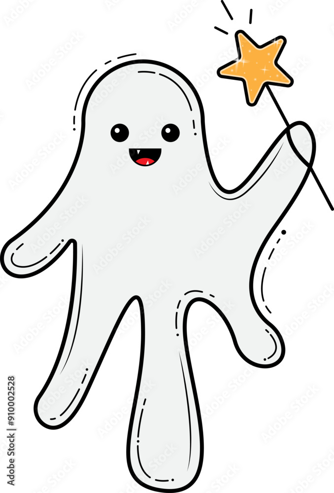 Simple flat vector art illustration design of a cute halloween ghost with magic wand on transparent background for projects, business, stickers, greetings, wishes, etc. Simple flat vector art illustration design of a cute halloween ghost with magic wand on transparent background for projects, business, stickers, greetings, wishes, etc.