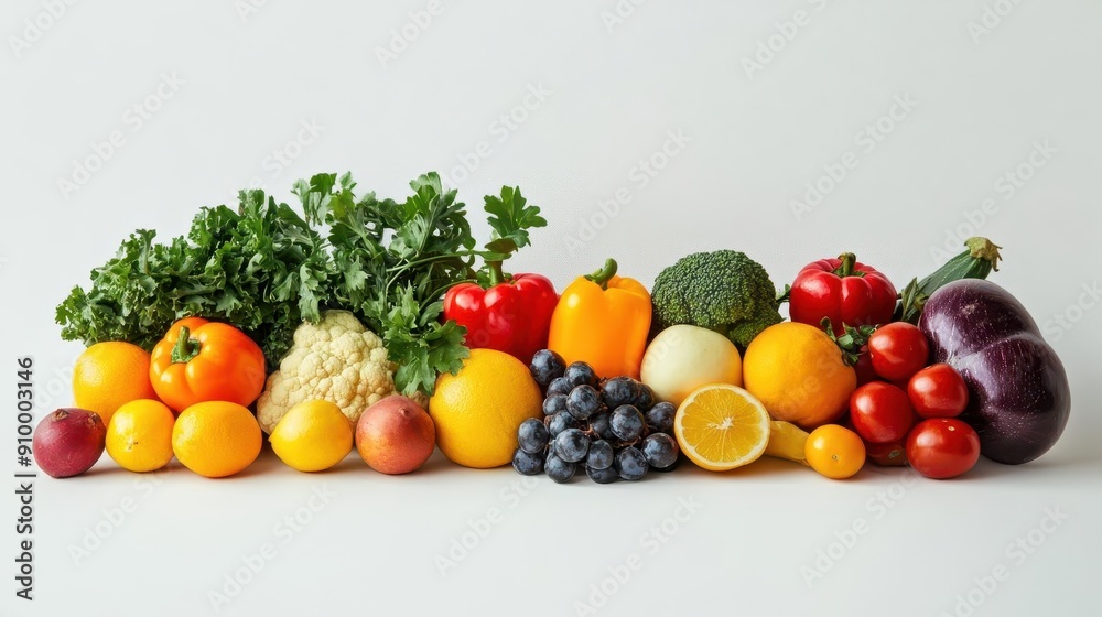 fresh produce arrangement featuring a variety of colorful fruits and vegetables crisp highcontrast photography on pure white background healthy eating concept fresh produce arrangement featuring a variety of colorful fruits and vegetables crisp highcontrast photography on pure white background healthy eating concept