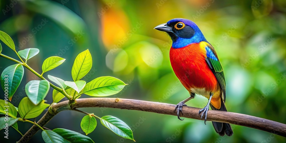 Vibrant bird perched on tree branch with dense foliage background, bird, vibrant, tree, branch, green, foliage, nature Vibrant bird perched on tree branch with dense foliage background, bird, vibrant, tree, branch, green, foliage, nature