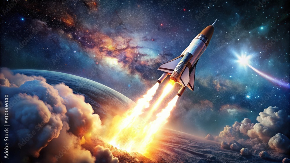 Rocket flying through deep space, space, rocket, flying, exploration, universe, cosmos, stars, galaxy Rocket flying through deep space, space, rocket, flying, exploration, universe, cosmos, stars, galaxy