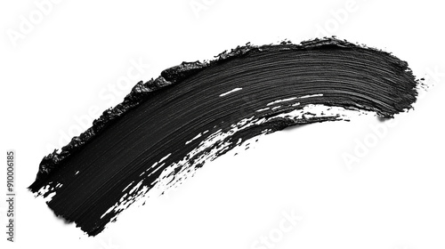 Black brush stroke on white wall, isolated on white, transparent png background