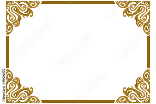 Border Frame Ornament Design with Gold Liquid Theme for Decoration