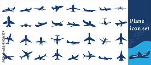 Plane icon set. Airplane icon vector. Flight transport symbol. Travel illustration. Holiday symbol