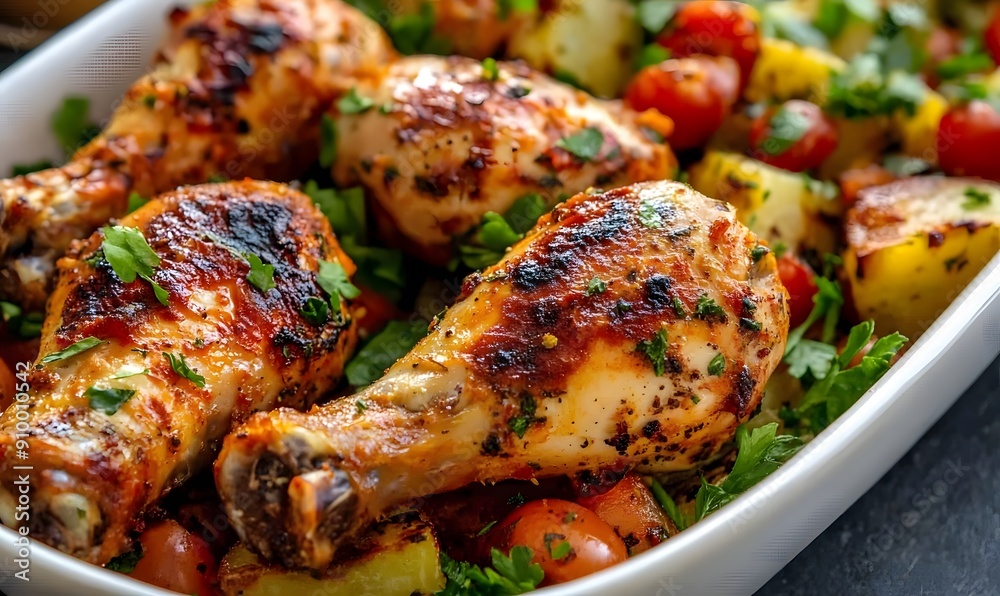 Oven baked chicken drumsticks , Generative AI Oven baked chicken drumsticks , Generative AI