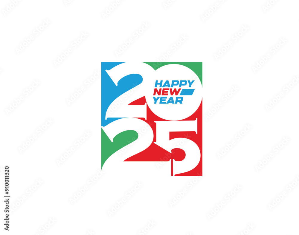 Fototapeta premium Happy New Year 2025 Text Typography Design Element flyer, banner design.