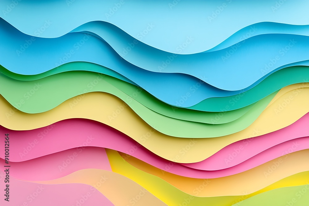 Abstract background with layered, wavy paper in pastel colors. Abstract background with layered, wavy paper in pastel colors.