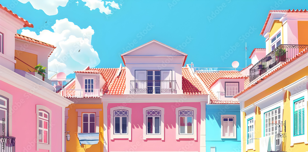 Colorful Houses Illustration Colorful Houses Illustration
