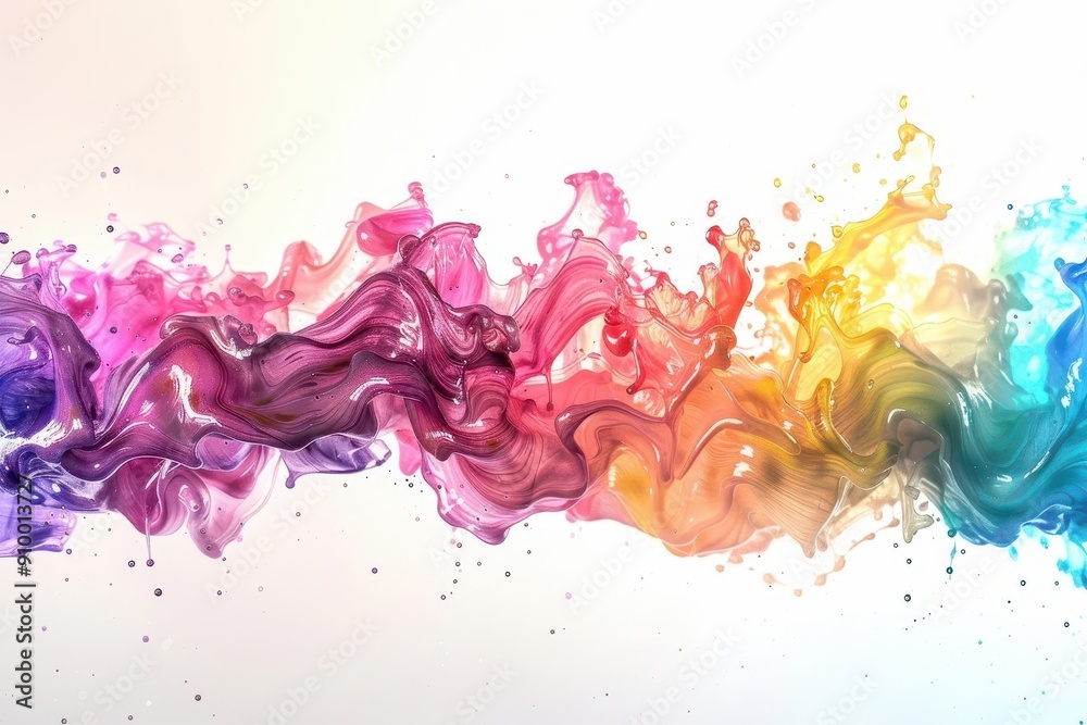vibrant rainbow wave of paint splashing across a pristine white background dynamic motion frozen in time showcasing a spectrum of vivid colors abstract and energetic composition vibrant rainbow wave of paint splashing across a pristine white background dynamic motion frozen in time showcasing a spectrum of vivid colors abstract and energetic composition