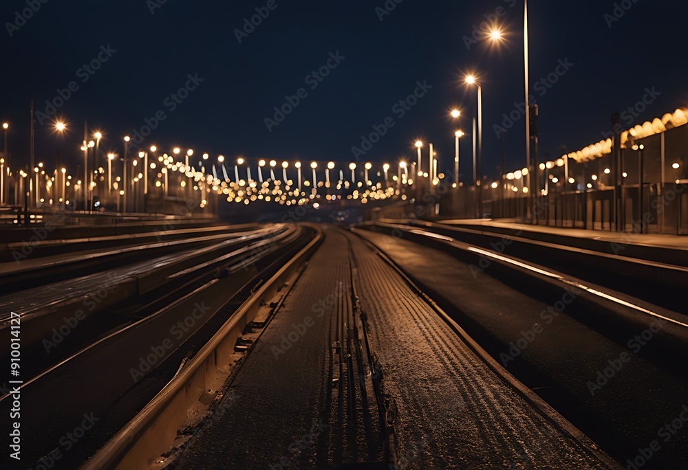 Fototapeta premium peage barrieres nuit autoroutier highway toll circulation traffic car jam barrier transport lighting lighthouse trail night route