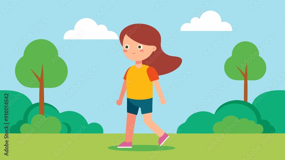 Little girl walking in grasslands Little girl walking in grasslands