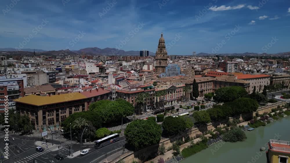 Aerial view of Murcia with coast line of segura river, Spain Aerial view of Murcia with coast line of segura river, Spain