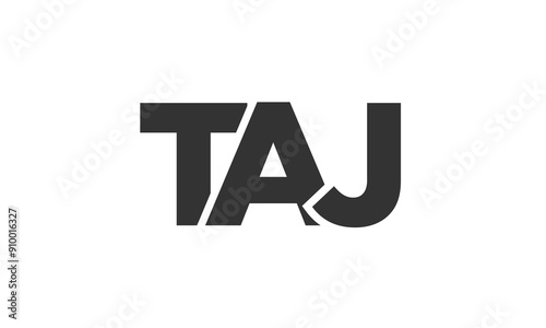 TAJ logo design template with strong and modern bold text. Initial based vector logotype featuring simple and minimal typography. Trendy company identity.
