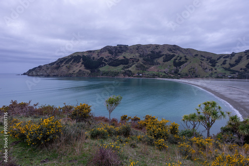 Cloudy view of Cable Bay, Nelson, New Zealand. photo