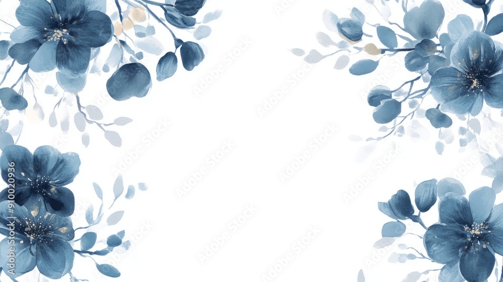Obraz premium Hand-Drawn Floral Border with Metallic Brush Stroke - Downloadable Image