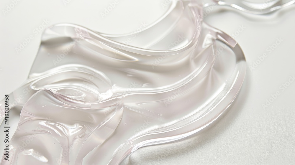 Cosmetic Smear of Transparent Gel Texture on White Background Cosmetic Smear of Transparent Gel Texture on White Background
