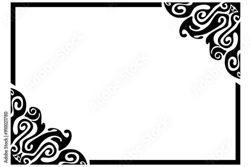 Border Frame Ornament Design with Black Liquid Theme for Decoration