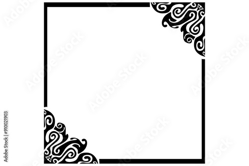 Border Frame Ornament Design with Black Liquid Theme for Decoration