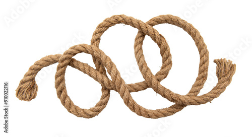 Jute. Twisted linen rope on a white background. Rope photo