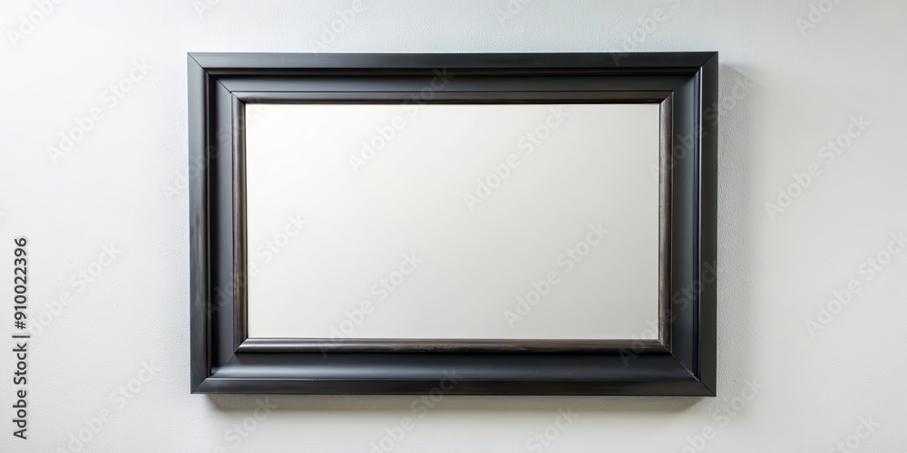 Rectangular black-framed mirror hanging on a white wall, mirror, rectangular, black, framed, reflection, decor, interior, home Rectangular black-framed mirror hanging on a white wall, mirror, rectangular, black, framed, reflection, decor, interior, home