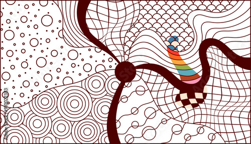 Groovy zentangle coloring antistress page .