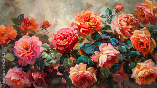 Wallpaper Mural Vibrant Garden Roses in Bloom Roses of Every Hue Image Background AI Generative Torontodigital.ca