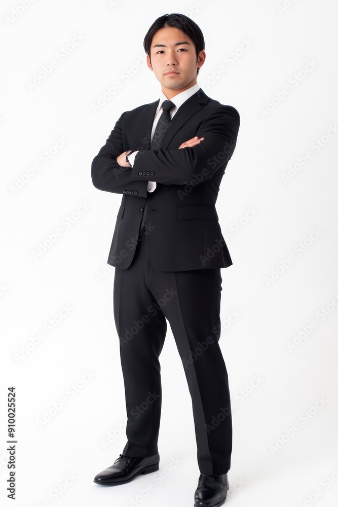 Young professional man standing confidently, arms crossed. Young professional man standing confidently, arms crossed.